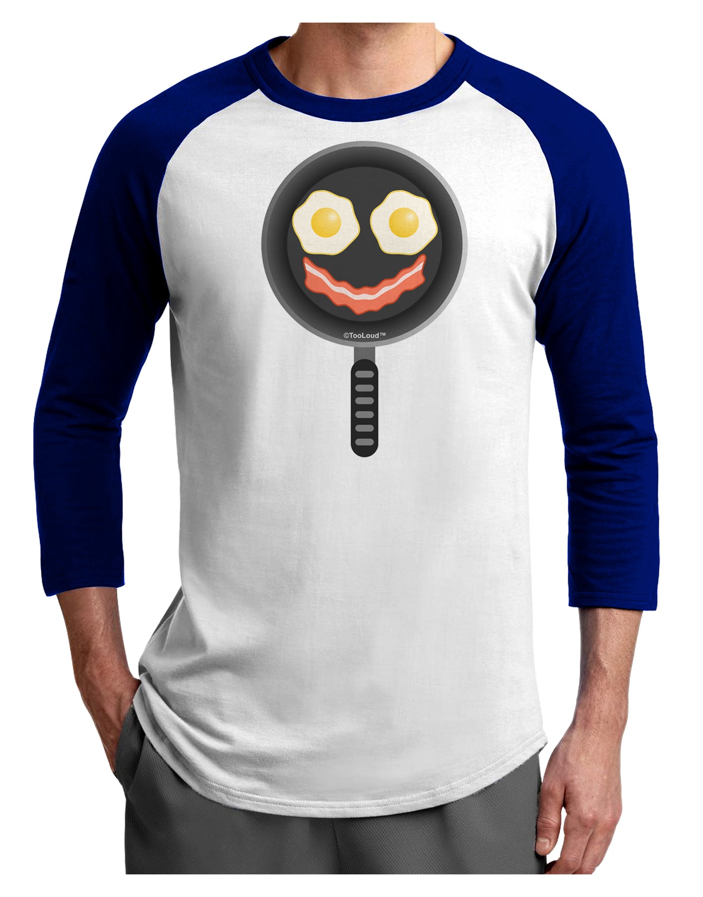 Eggs and Bacon Smiley Face Adult Raglan Shirt by TooLoud-TooLoud-White-Royal-X-Small-Davson Sales
