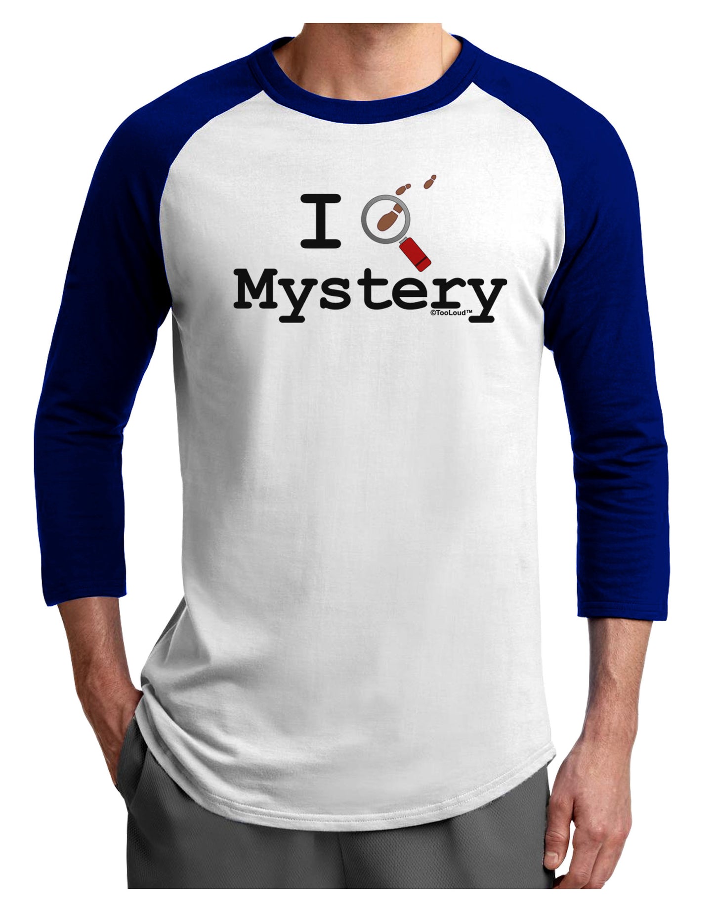 I Love Mystery Adult Raglan Shirt-Raglan Shirt-TooLoud-White-Royal-X-Small-Davson Sales