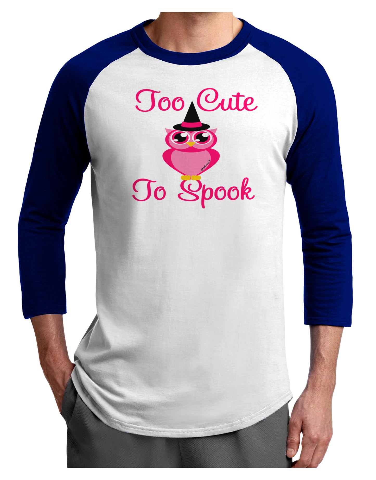 Owl Too Cute Pink Adult Raglan Shirt-Raglan Shirt-TooLoud-White-Royal-X-Small-Davson Sales