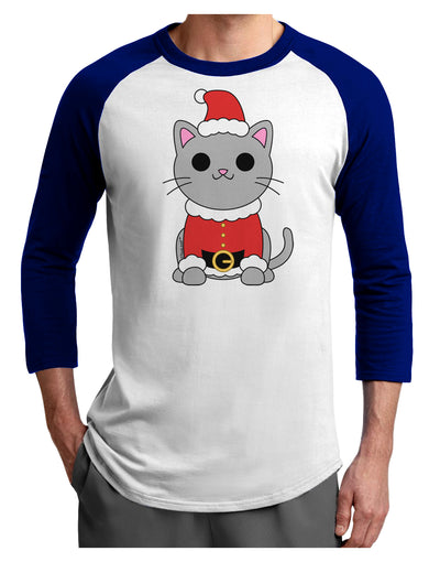 Mr. Whiskerton Santa Suit - Christmas Adult Raglan Shirt by TooLoud-TooLoud-White-Royal-X-Small-Davson Sales