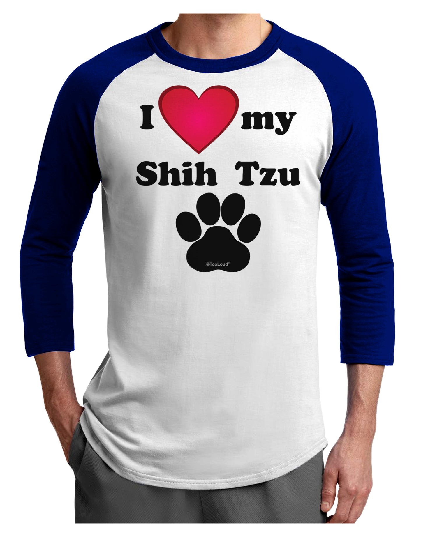 I Heart My Shih Tzu Adult Raglan Shirt by TooLoud-TooLoud-White-Royal-X-Small-Davson Sales