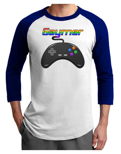 Gaymer Color Adult Raglan Shirt-Raglan Shirt-TooLoud-White-Royal-X-Small-Davson Sales