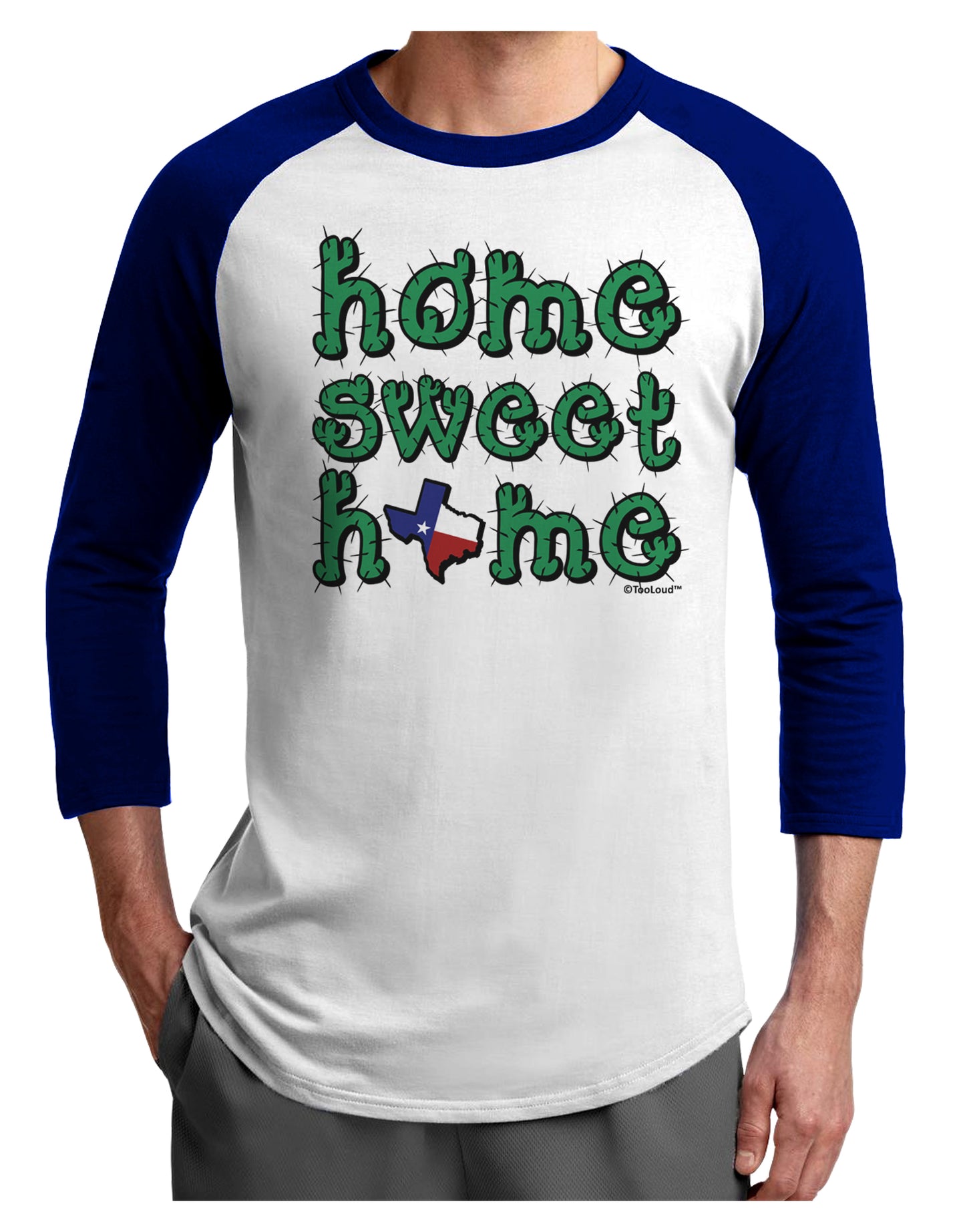 Home Sweet Home - Texas - Cactus and State Flag Adult Raglan Shirt by TooLoud-TooLoud-White-Royal-X-Small-Davson Sales