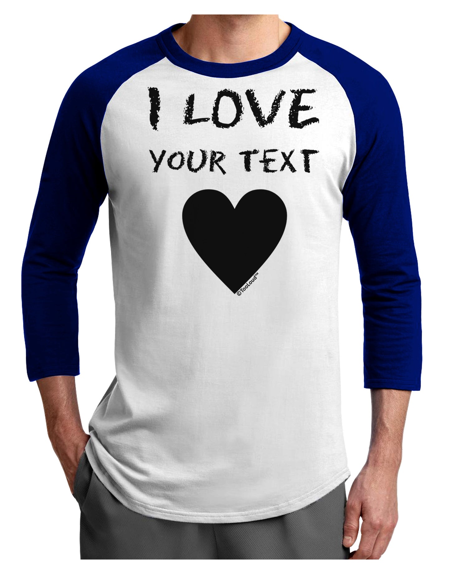 Personalized I Love Customized Adult Raglan Shirt-Raglan Shirt-TooLoud-White-Royal-X-Small-Davson Sales