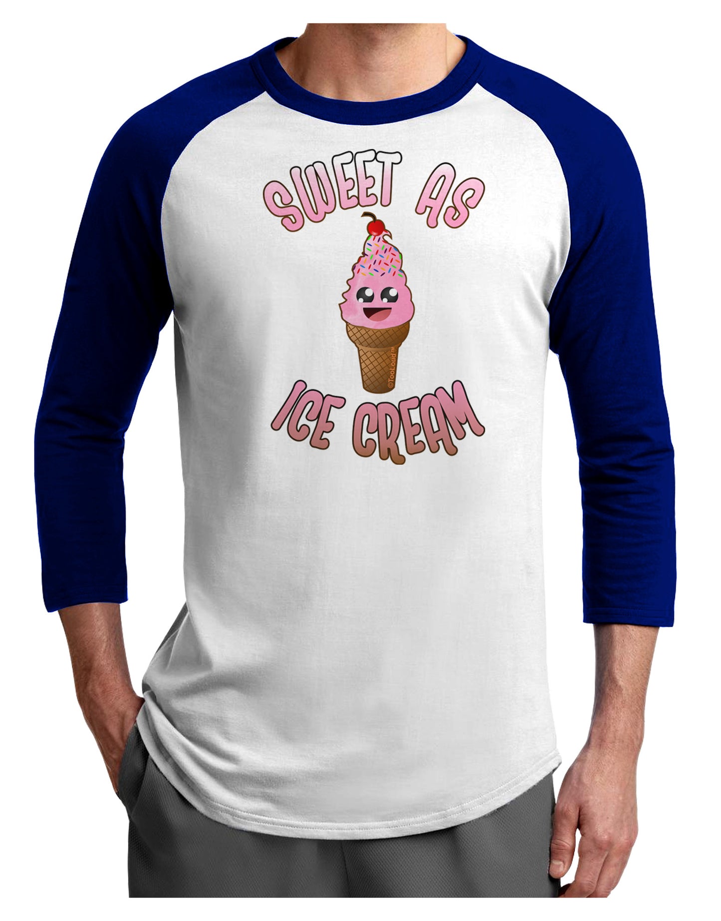 Cute Ice Cream Cone - Sweet As Ice Cream Adult Raglan Shirt-Raglan Shirt-TooLoud-White-Royal-X-Small-Davson Sales