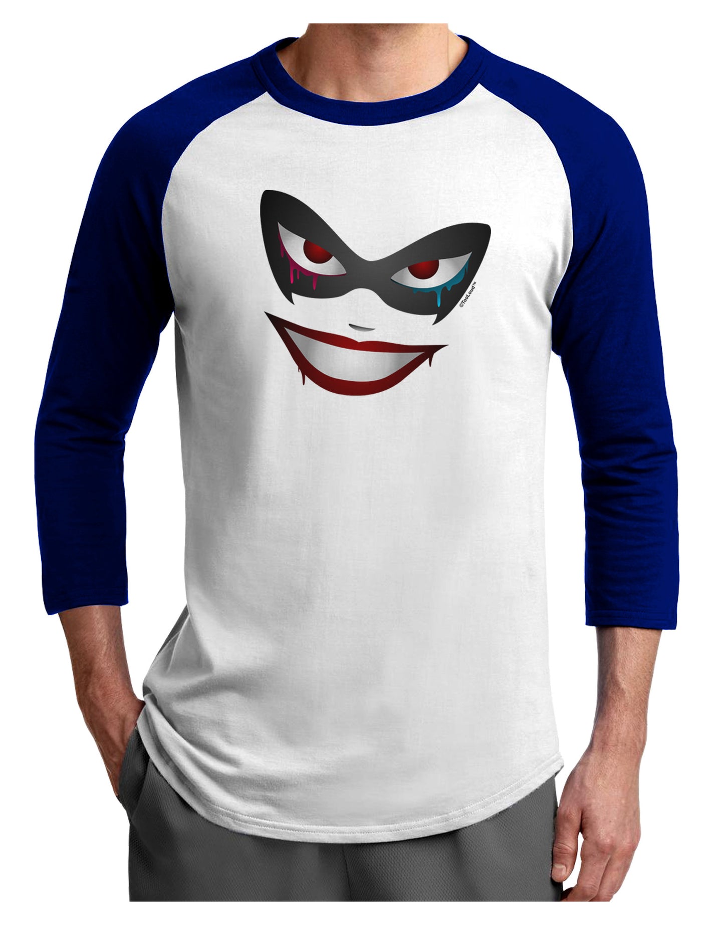Lil Monster Mask Adult Raglan Shirt-TooLoud-White-Royal-X-Small-Davson Sales