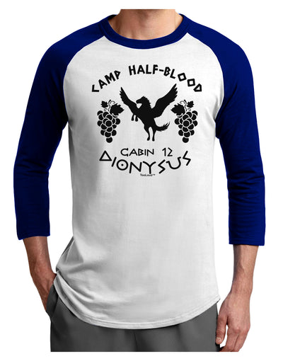 Camp Half Blood Cabin 12 Dionysus Adult Raglan Shirt by-Raglan Shirt-TooLoud-White-Royal-X-Small-Davson Sales