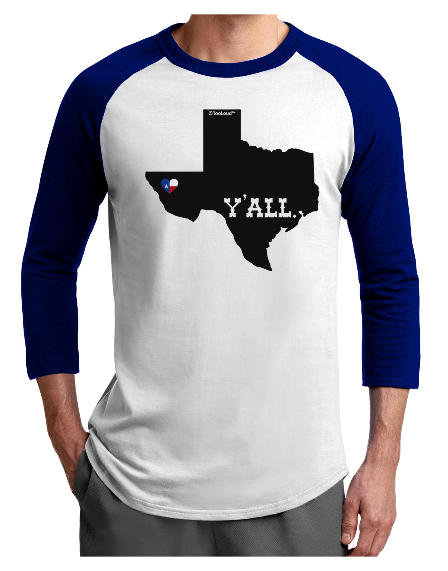 Texas State Y'all Design with Flag Heart Adult Raglan Shirt by TooLoud-Mens T-Shirt-TooLoud-White-Royal-X-Small-Davson Sales