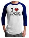 I Heart My Gamer Girlfriend Adult Raglan Shirt-TooLoud-White-Royal-X-Small-Davson Sales