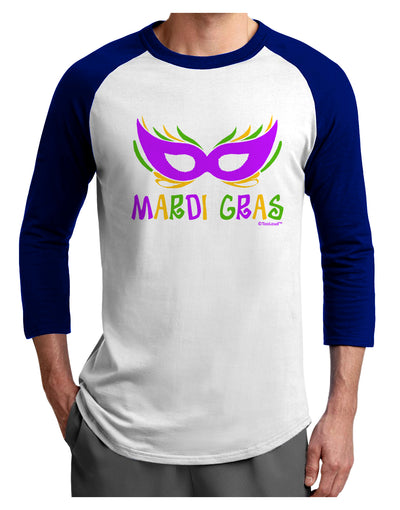 Mardi Gras - Purple Gold Green Mask Adult Raglan Shirt by TooLoud-TooLoud-White-Royal-X-Small-Davson Sales