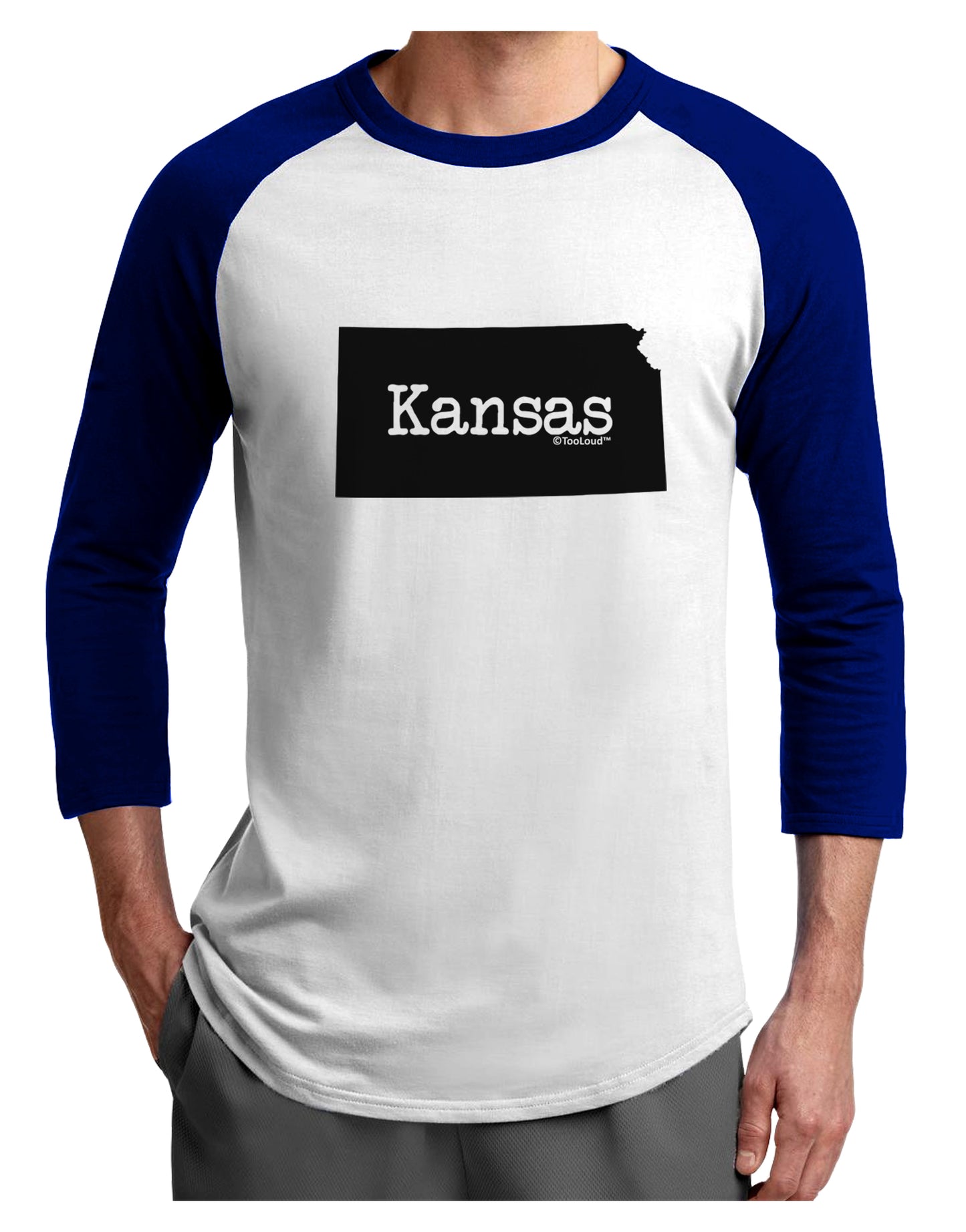 Kansas - United States Shape Adult Raglan Shirt by TooLoud-TooLoud-White-Royal-X-Small-Davson Sales