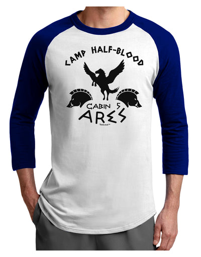 Camp Half Blood Cabin 5 Ares Adult Raglan Shirt by-Raglan Shirt-TooLoud-White-Royal-X-Small-Davson Sales