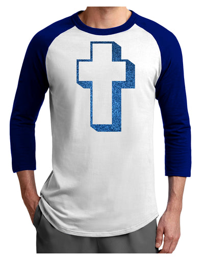 Simple Cross Design Glitter - Blue Adult Raglan Shirt by TooLoud-TooLoud-White-Royal-X-Small-Davson Sales