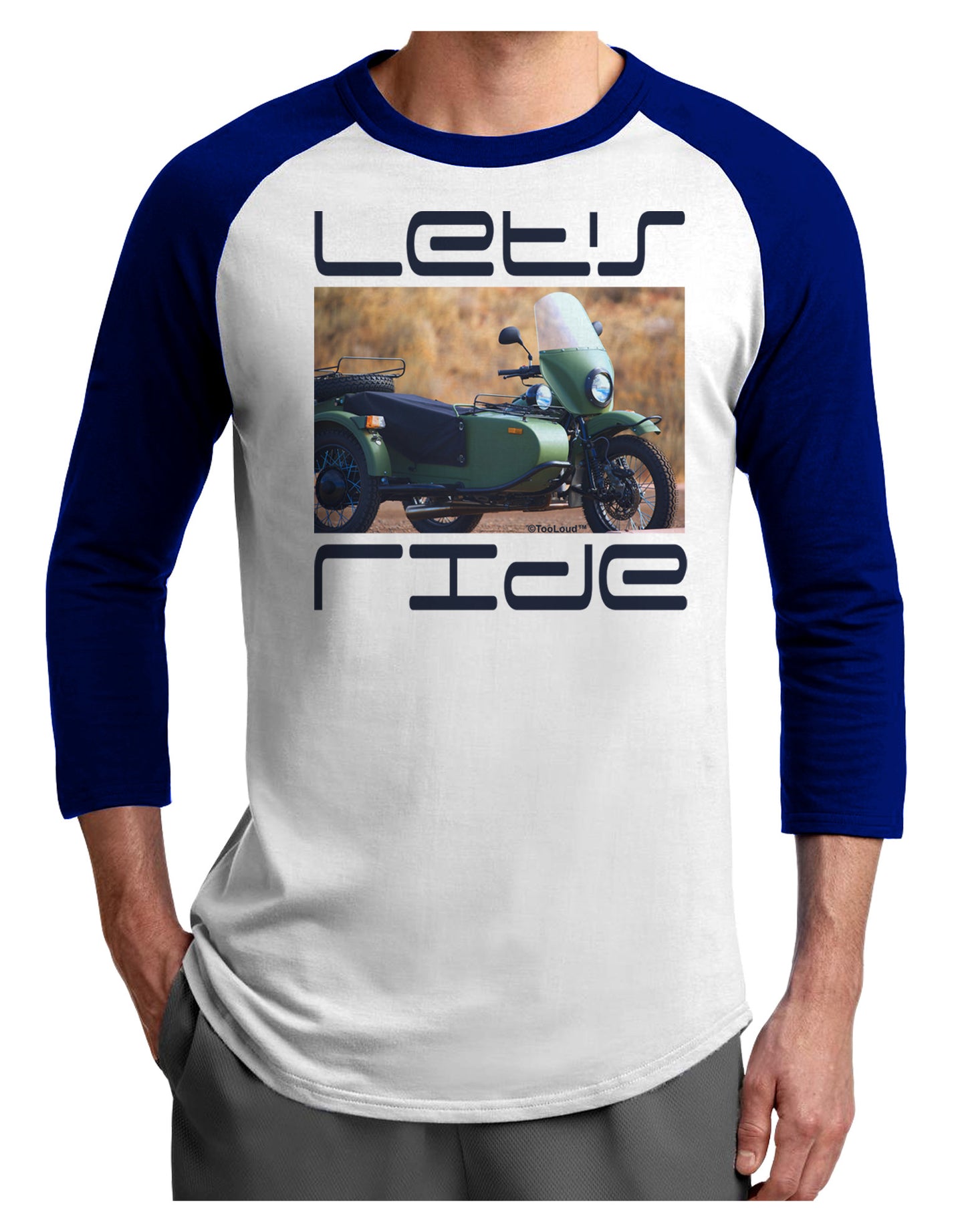 Lets Ride Sidecar Motorcycle Adult Raglan Shirt-Raglan Shirt-TooLoud-White-Royal-X-Small-Davson Sales