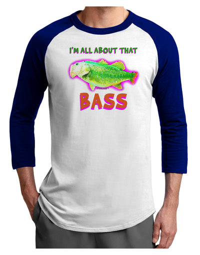 All About That Bass Fish Watercolor Adult Raglan Shirt-Raglan Shirt-TooLoud-White-Royal-X-Small-Davson Sales