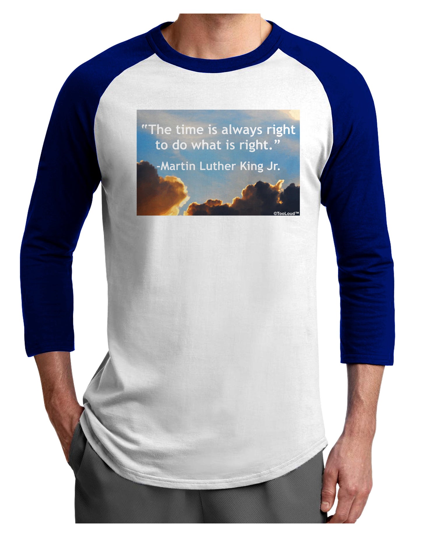 The Time Is Always Right Adult Raglan Shirt-TooLoud-White-Royal-X-Small-Davson Sales