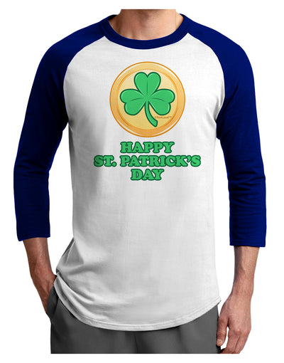 Shamrock Button - St Patrick's Day Adult Raglan Shirt by TooLoud-TooLoud-White-Royal-X-Small-Davson Sales