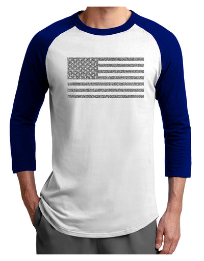 American Flag Glitter - Silver Adult Raglan Shirt-TooLoud-White-Royal-X-Small-Davson Sales