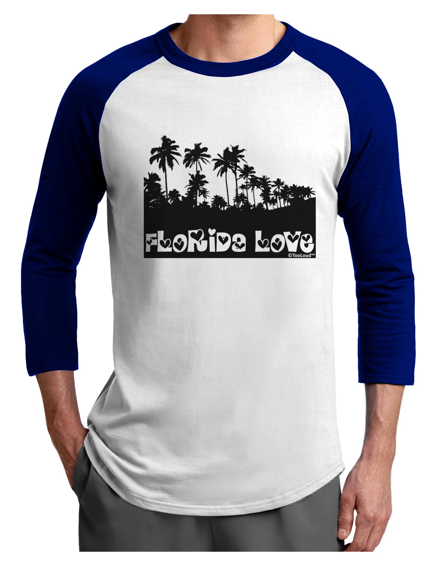 Florida Love - Palm Trees Cutout Design Adult Raglan Shirt by TooLoud-TooLoud-White-Royal-X-Small-Davson Sales