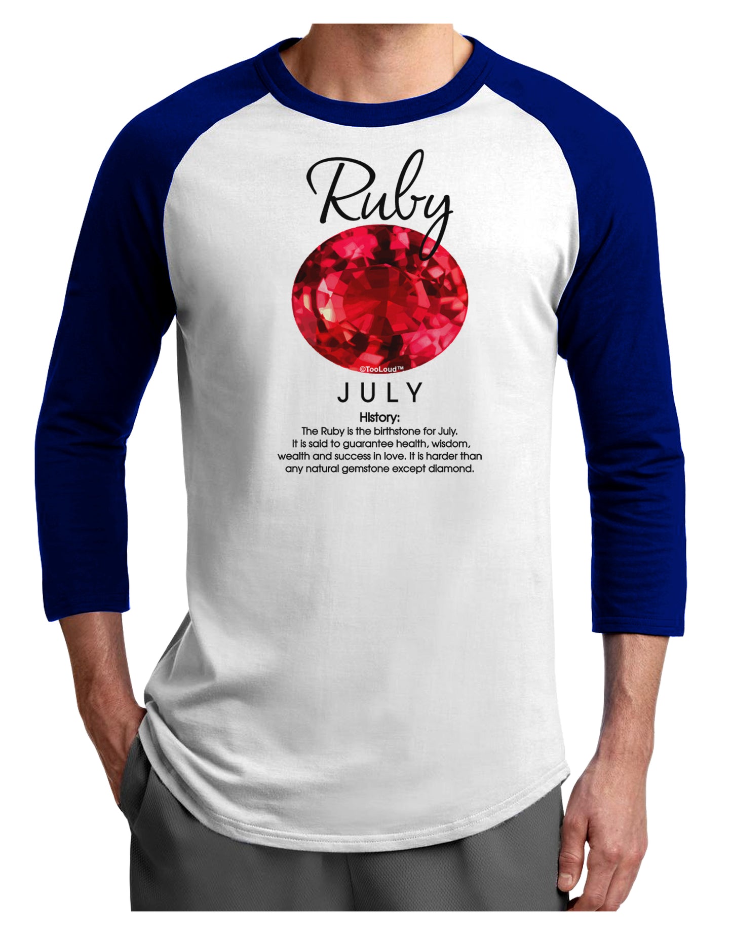 Birthstone Ruby Adult Raglan Shirt-Raglan Shirt-TooLoud-White-Royal-X-Small-Davson Sales