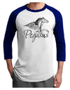 Pegasus Illustration Adult Raglan Shirt-TooLoud-White-Royal-X-Small-Davson Sales