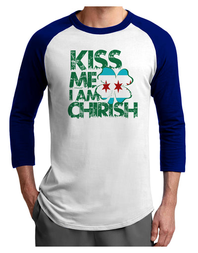 Kiss Me I'm Chirish Adult Raglan Shirt by TooLoud-Clothing-TooLoud-White-Royal-X-Small-Davson Sales