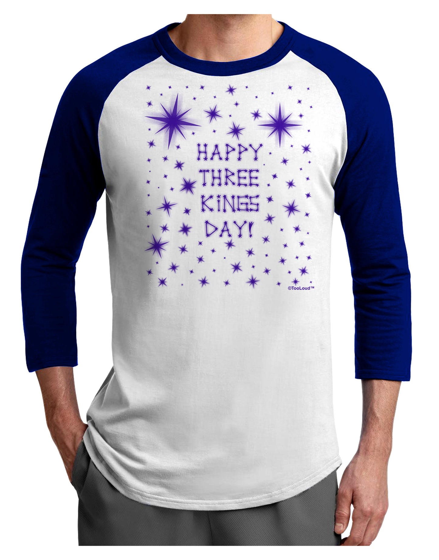 Happy Three Kings Day - Shining Stars Adult Raglan Shirt by TooLoud-Raglan Shirt-TooLoud-White-Royal-X-Small-Davson Sales