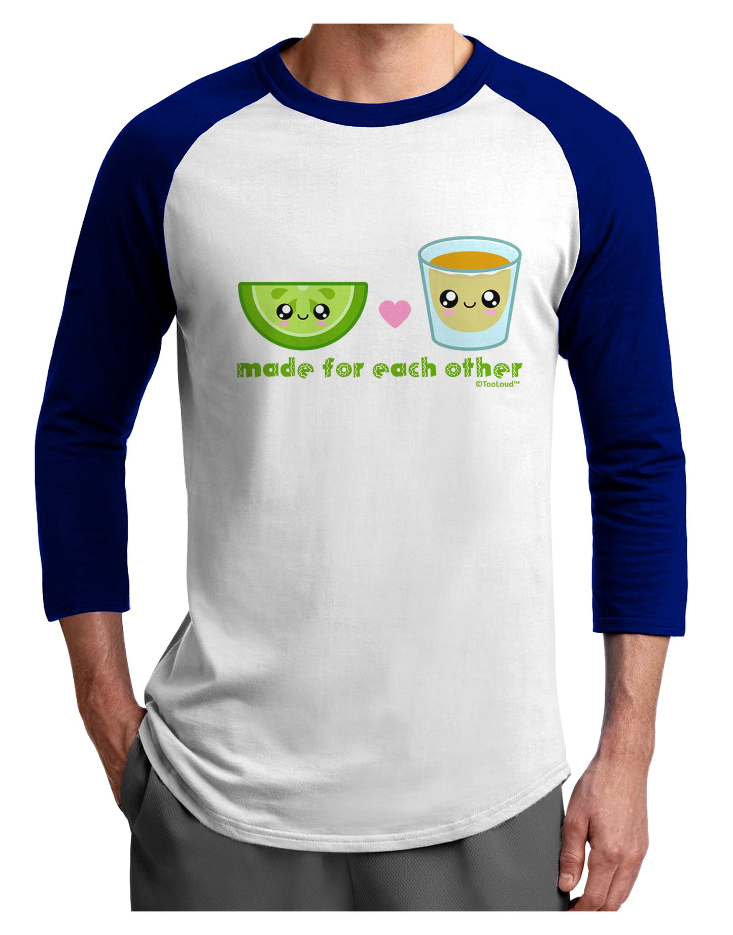Cute Tequila Shot and Lime - Made For Each Other Adult Raglan Shirt by TooLoud-TooLoud-White-Royal-X-Small-Davson Sales