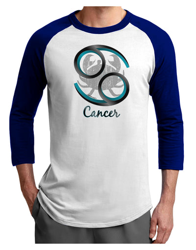 Cancer Symbol Adult Raglan Shirt-TooLoud-White-Royal-X-Small-Davson Sales