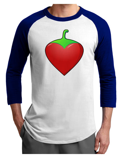Chili Pepper Heart Adult Raglan Shirt-TooLoud-White-Royal-X-Small-Davson Sales