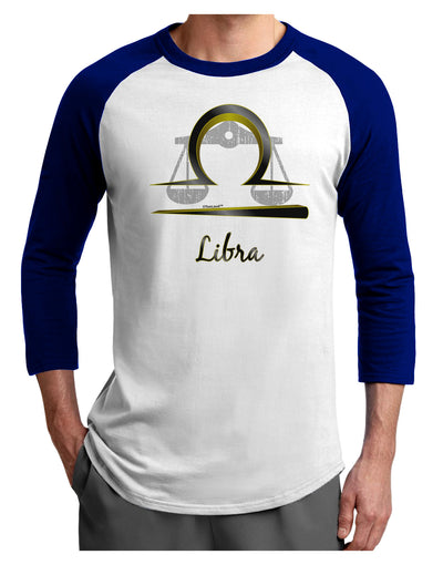 Libra Symbol Adult Raglan Shirt-TooLoud-White-Royal-X-Small-Davson Sales