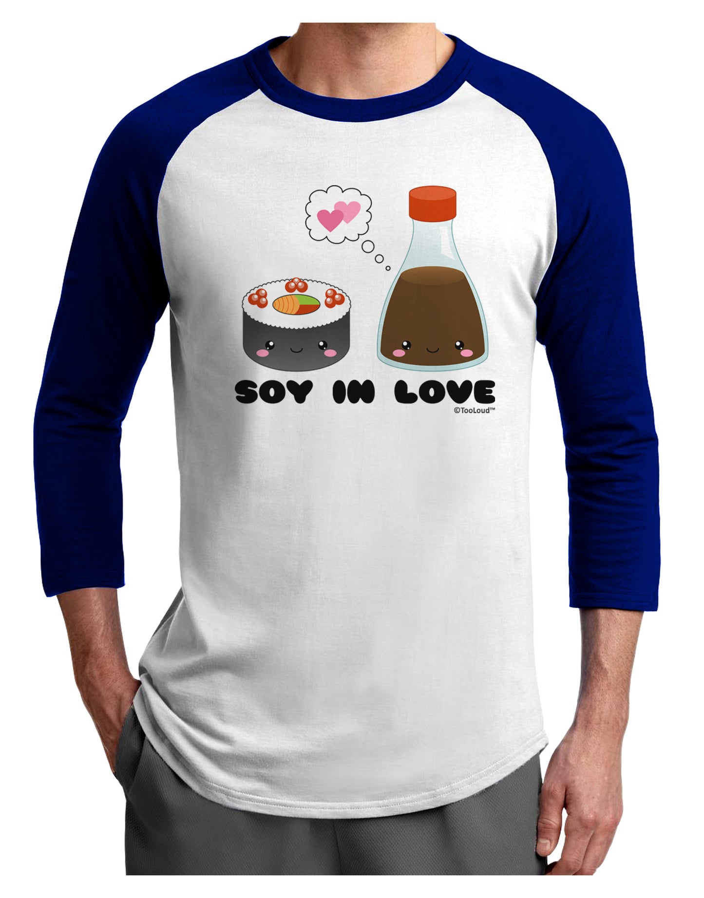 Cute Sushi and Soy Sauce - Soy In Love Adult Raglan Shirt by TooLoud-TooLoud-White-Royal-X-Small-Davson Sales