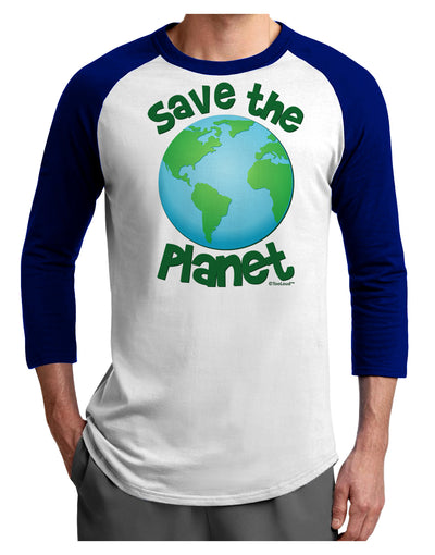 Save the Planet - Earth Adult Raglan Shirt-TooLoud-White-Royal-X-Small-Davson Sales