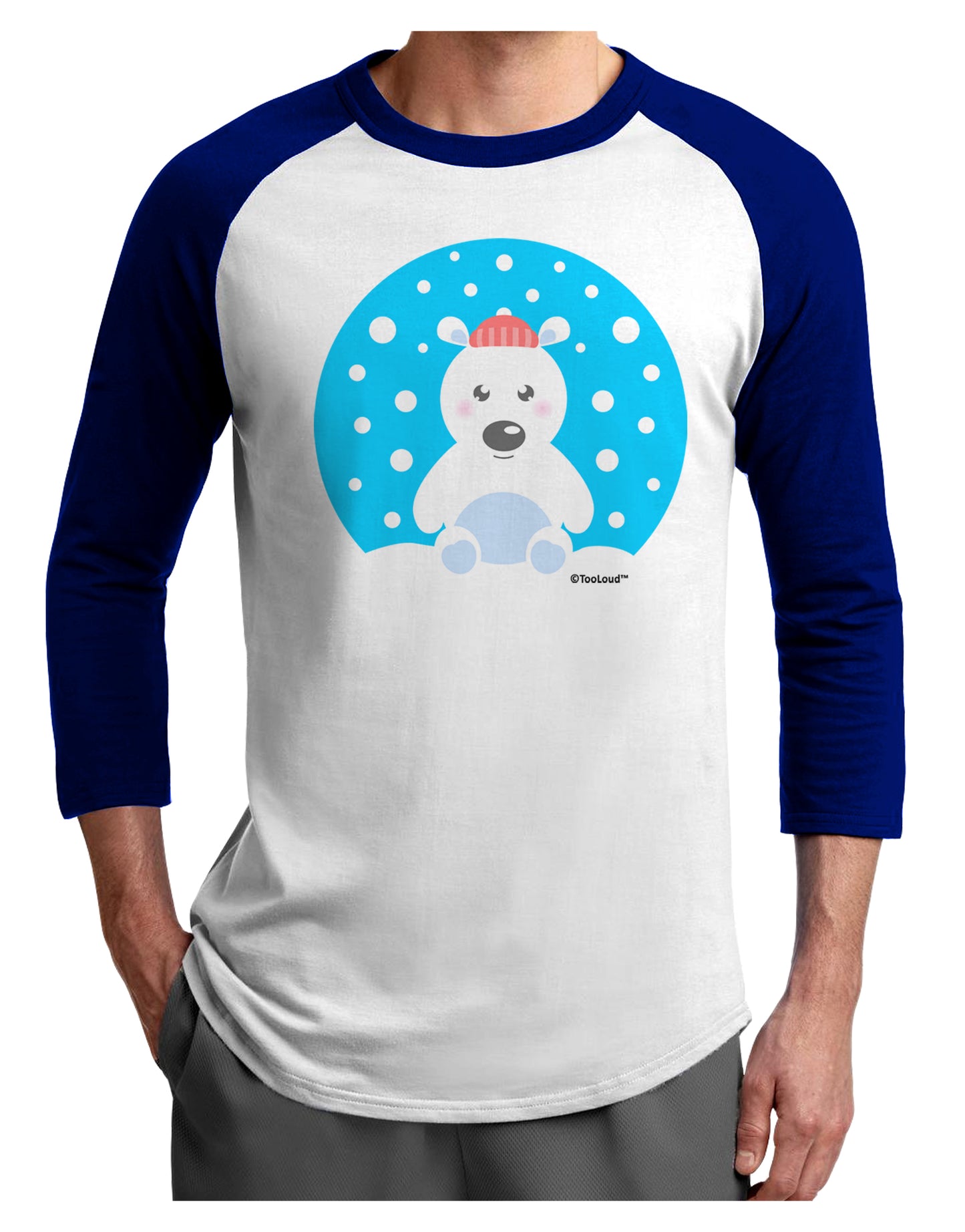 Cute Polar Bear - Christmas Adult Raglan Shirt by TooLoud-TooLoud-White-Royal-X-Small-Davson Sales