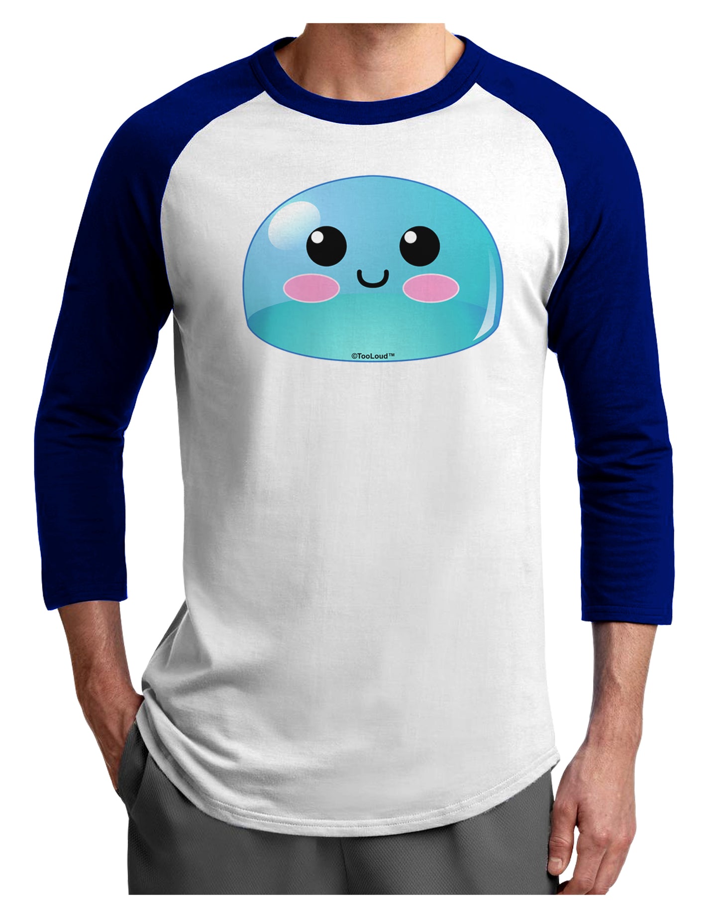 Cute RPG Slime - Blue Adult Raglan Shirt by TooLoud-TooLoud-White-Royal-X-Small-Davson Sales