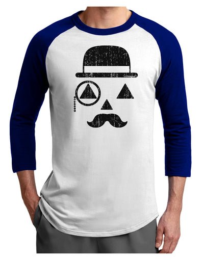 Gentleman Pumpkin Distressed Adult Raglan Shirt-TooLoud-White-Royal-X-Small-Davson Sales