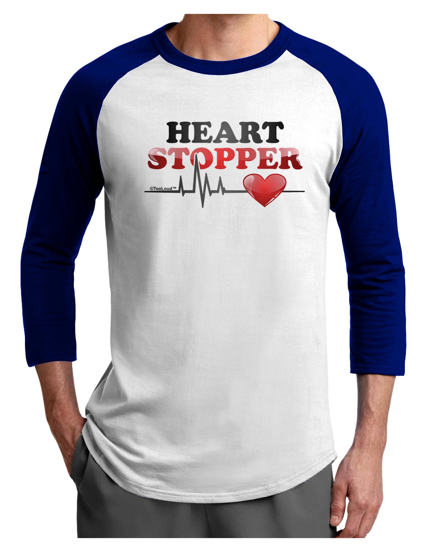 Heart Stopper Adult Raglan Shirt-Raglan Shirt-TooLoud-White-Royal-X-Small-Davson Sales