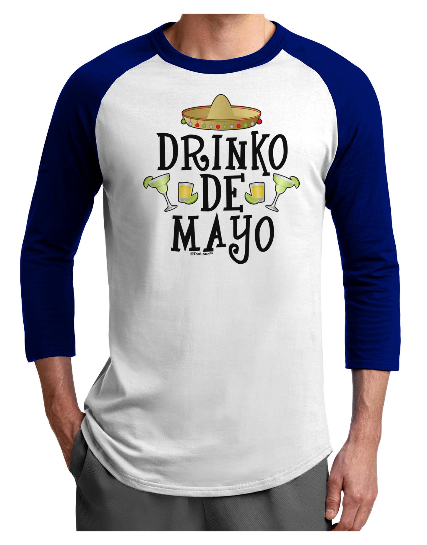 Drinko De Mayo Adult Raglan Shirt-TooLoud-White-Royal-X-Small-Davson Sales