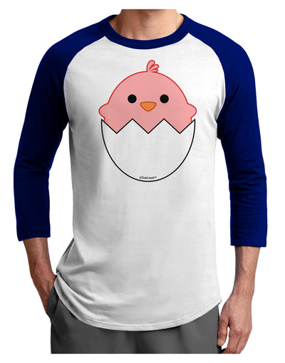 Cute Hatching Chick - Pink Adult Raglan Shirt by TooLoud-TooLoud-White-Royal-X-Small-Davson Sales