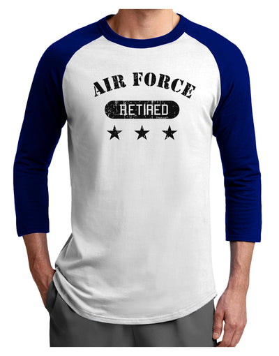 Retired Air Force Adult Raglan Shirt-TooLoud-White-Royal-X-Small-Davson Sales