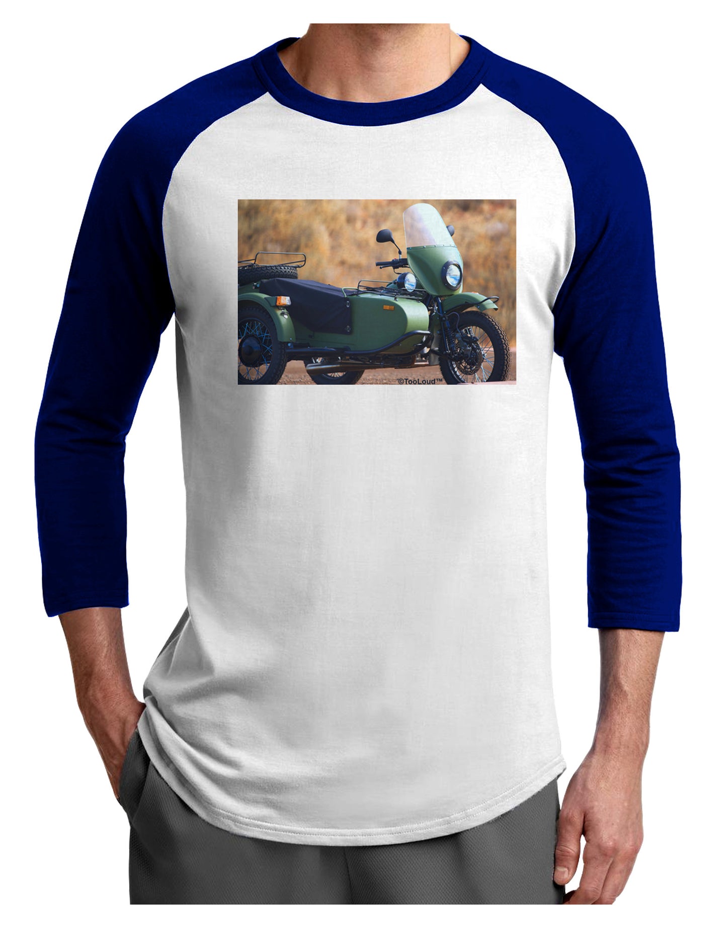 Sidecar Motorcycle Photo Adult Raglan Shirt-Raglan Shirt-TooLoud-White-Royal-X-Small-Davson Sales