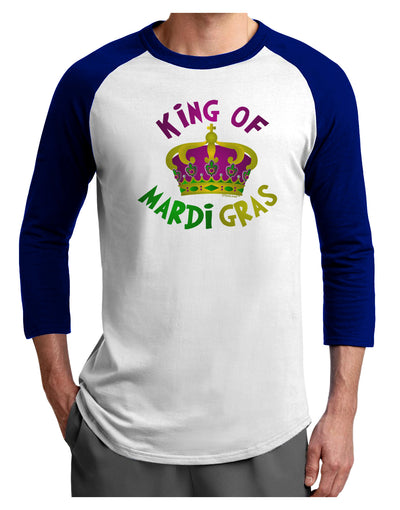 King Of Mardi Gras Adult Raglan Shirt-Raglan Shirt-TooLoud-White-Royal-X-Small-Davson Sales