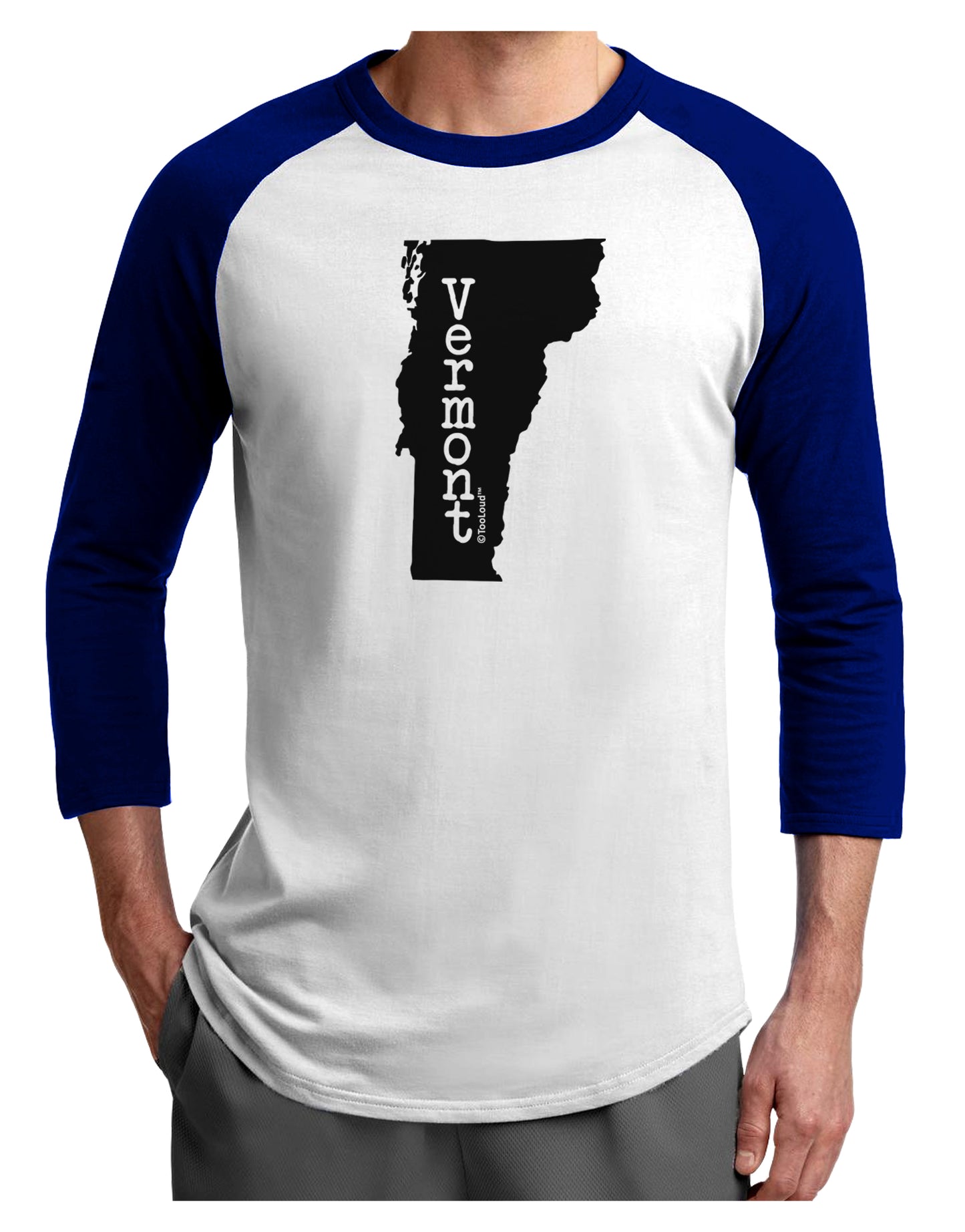 Vermont - United States Shape Adult Raglan Shirt by TooLoud-TooLoud-White-Royal-X-Small-Davson Sales