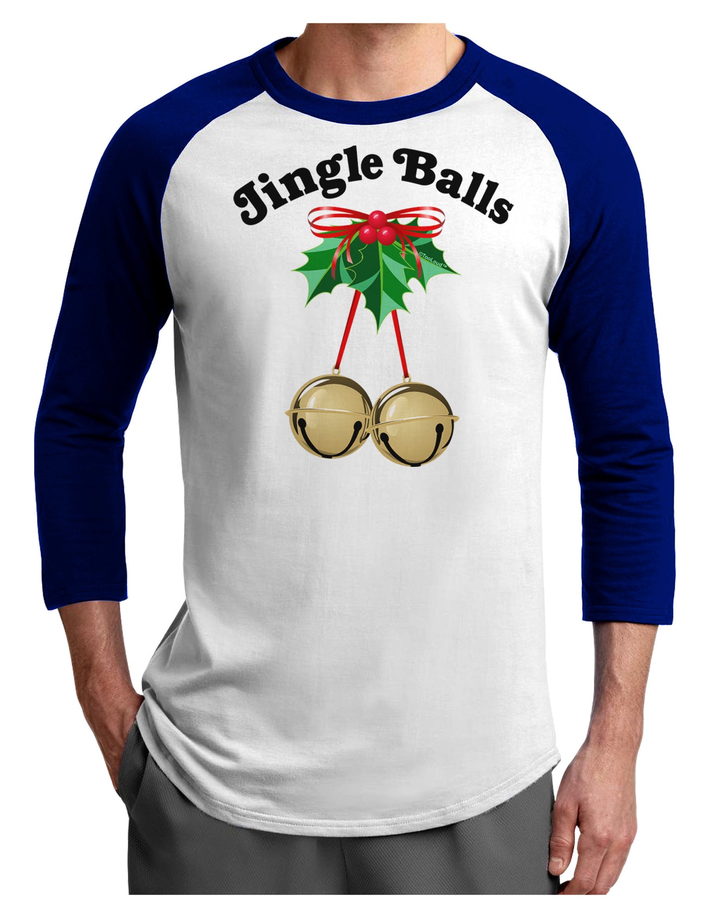 Jingle Balls with Text Adult Raglan Shirt-Raglan Shirt-TooLoud-White-Royal-X-Small-Davson Sales