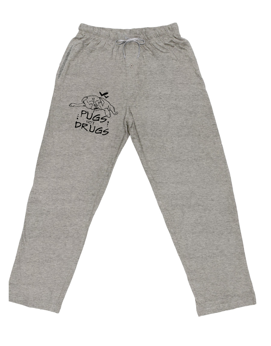 TooLoud Pugs Not Drugs Adult Loose Fit Lounge Pants-Lounge Pants-TooLoud-Ash-Gray-Small-Davson Sales