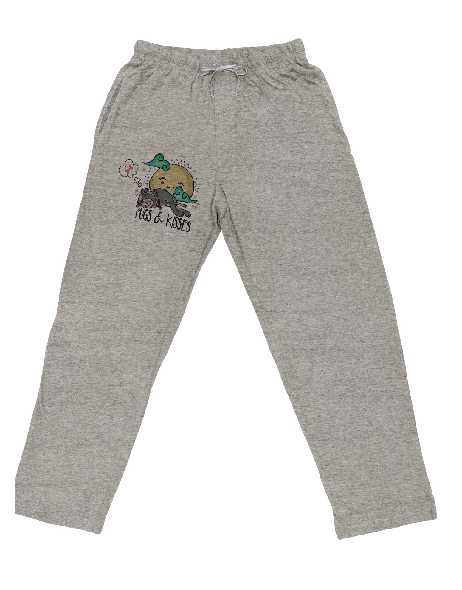 TooLoud Pugs and Kisses Adult Loose Fit Lounge Pants-Lounge Pants-TooLoud-Ash-Gray-Small-Davson Sales