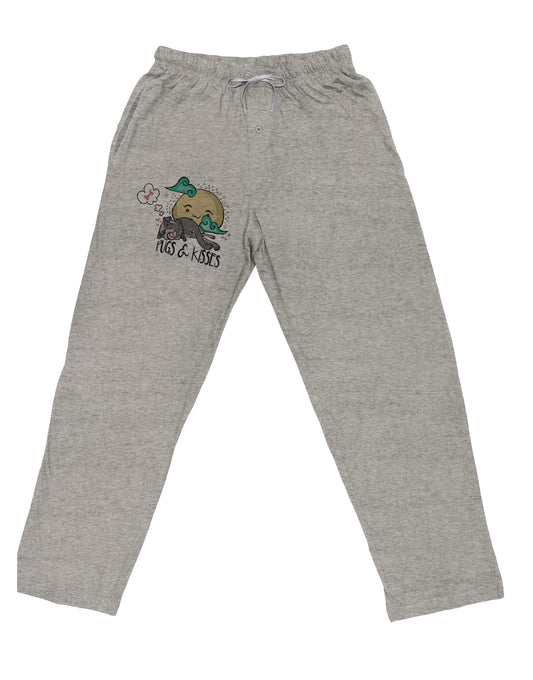 TooLoud Pugs and Kisses Adult Loose Fit Lounge Pants-Lounge Pants-TooLoud-Ash-Gray-Small-Davson Sales