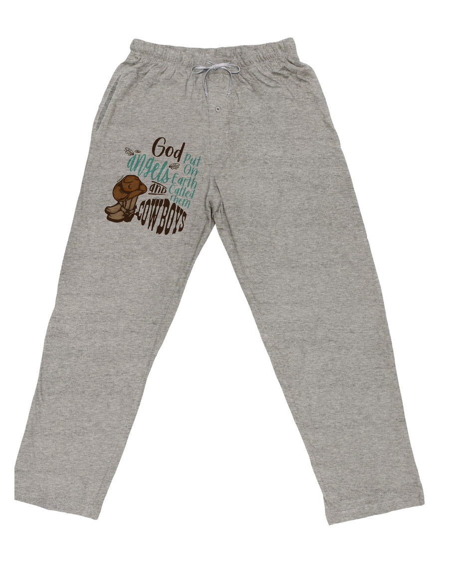 TooLoud God put Angels on Earth and called them Cowboys Adult Loose Fit Lounge Pants-Lounge Pants-TooLoud-Ash-Gray-Small-Davson Sales
