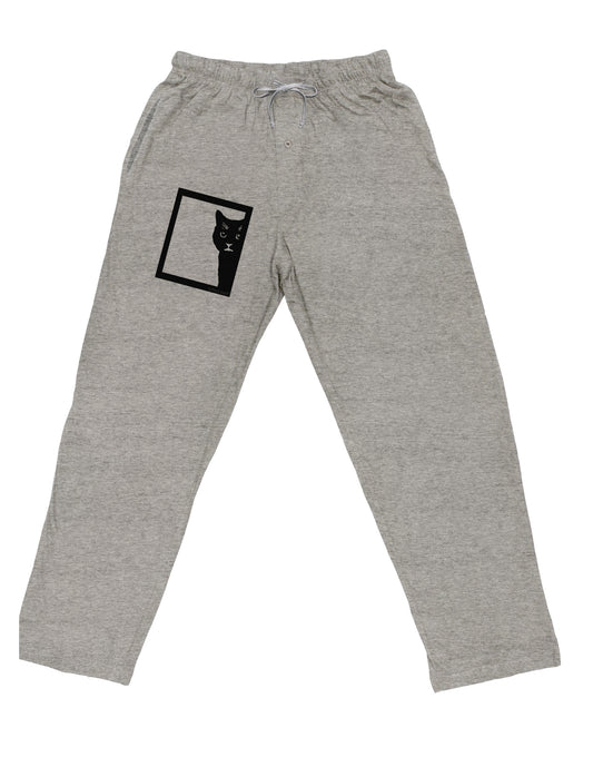 Cat Peeking Adult Loose Fit Lounge Pants by TooLoud-Lounge Pants-TooLoud-Ash-Gray-Small-Davson Sales