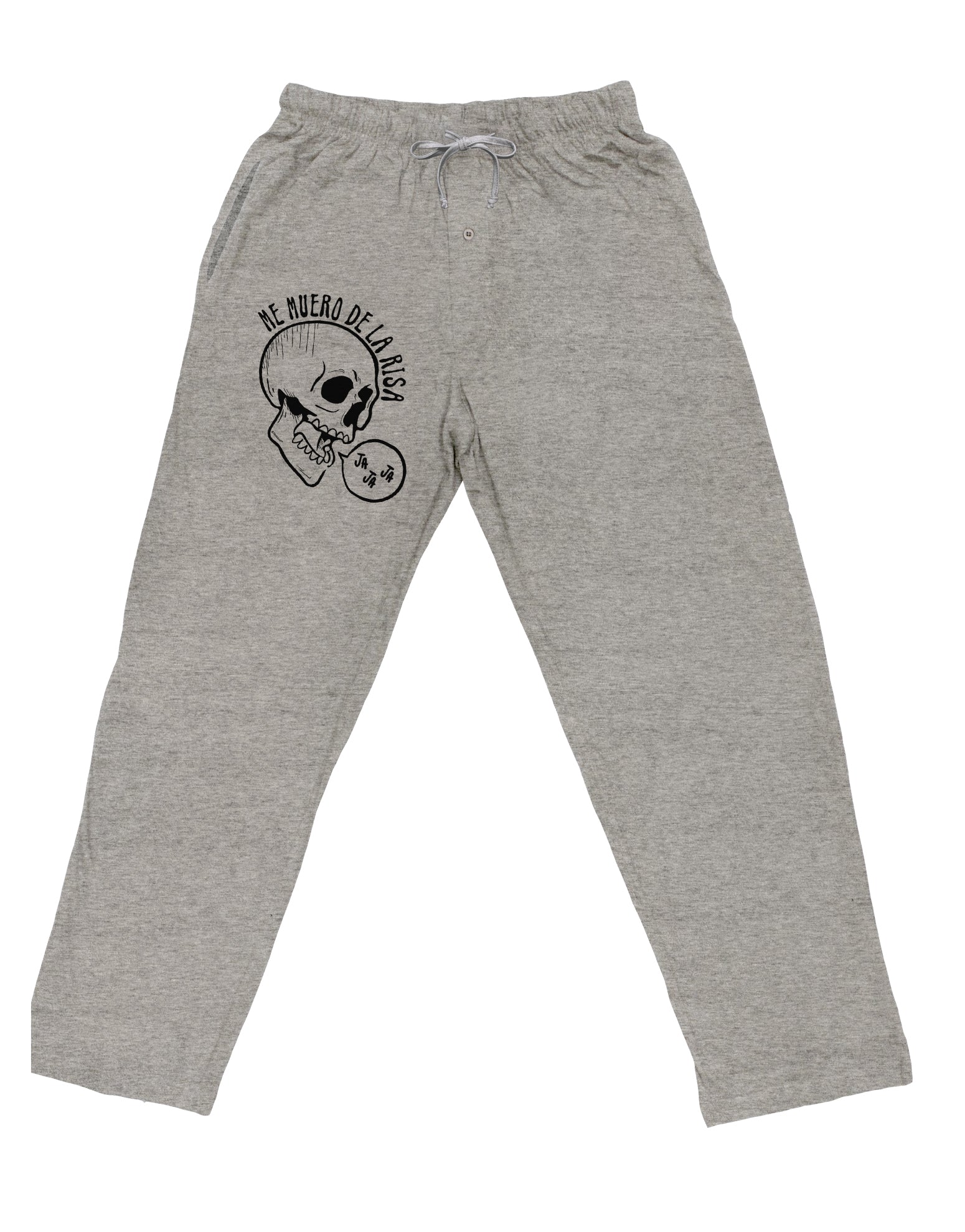 TooLoud Me Muero De La Risa Skull Adult Loose Fit Lounge Pants-Lounge Pants-TooLoud-Ash-Gray-Small-Davson Sales